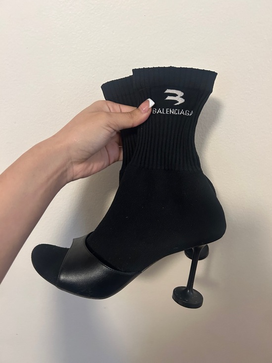 Balenciaga Black Sock-Style Open-Toe Mules - Picture 2 of 4